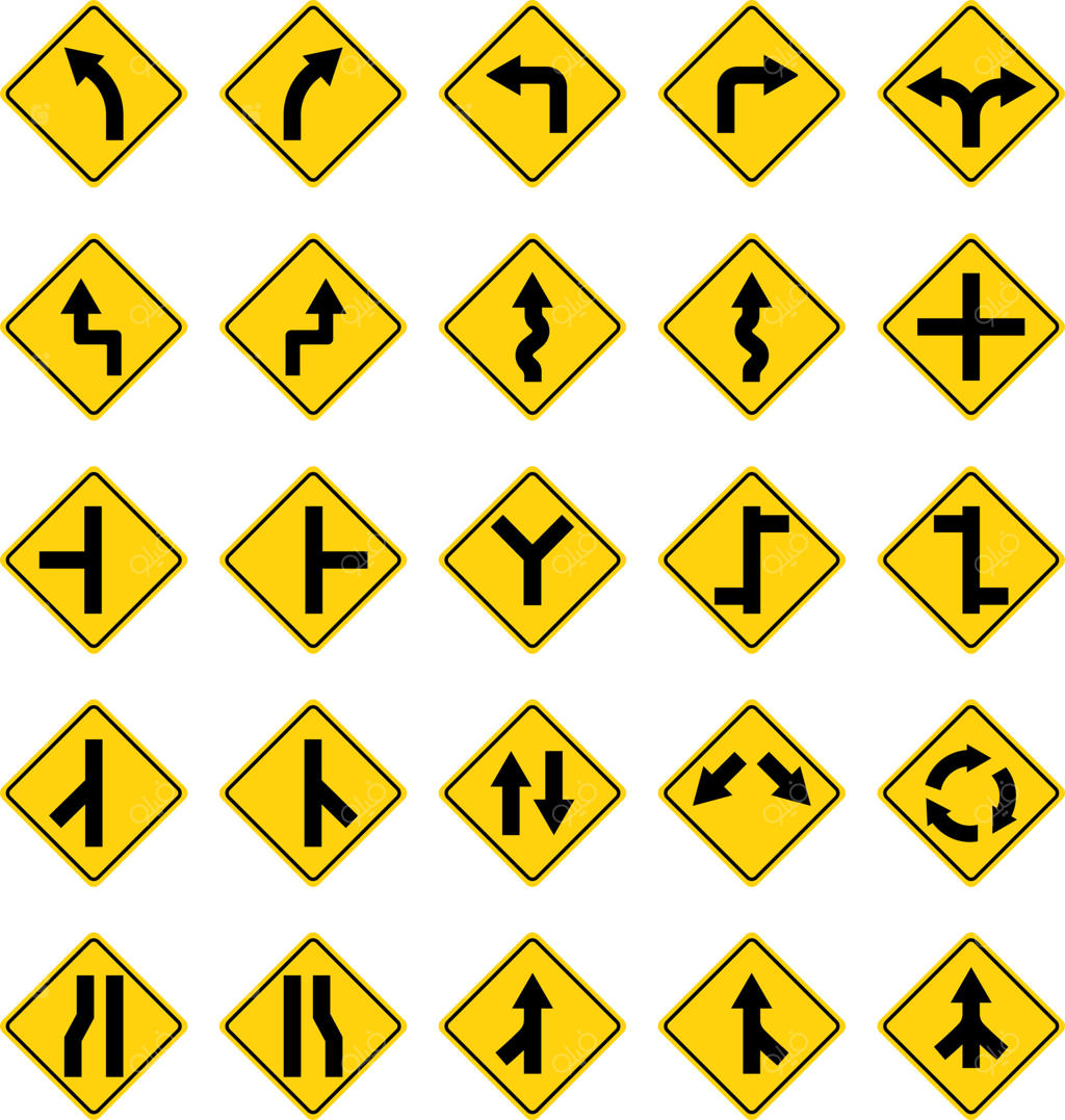 مجموعه تابلوهای هشدار ترافیکی، بسته آیکون‌های تابلو هشدار ترافیکی، وکتورهای تابلو هشدار ترافیکی