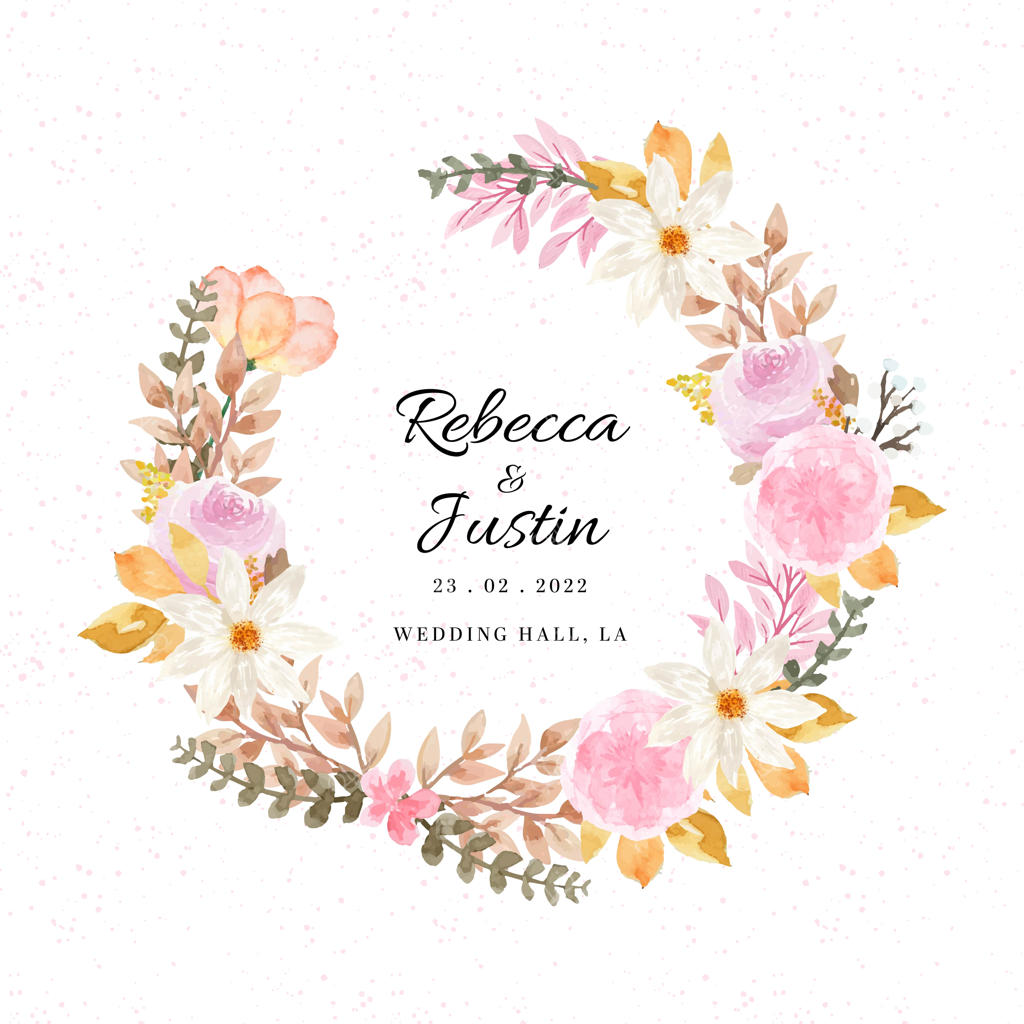 حلقه گل زیبا با گل‌های آبرنگی پاییزی