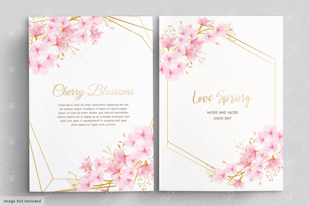 کارت دعوت گل‌های شکوفه گیلاس آبرنگی