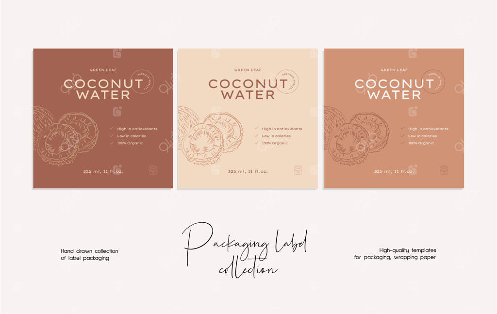 طراحی بسته‌بندی برچسب غذایی وکتور با هنر خطی دست‌کشیده