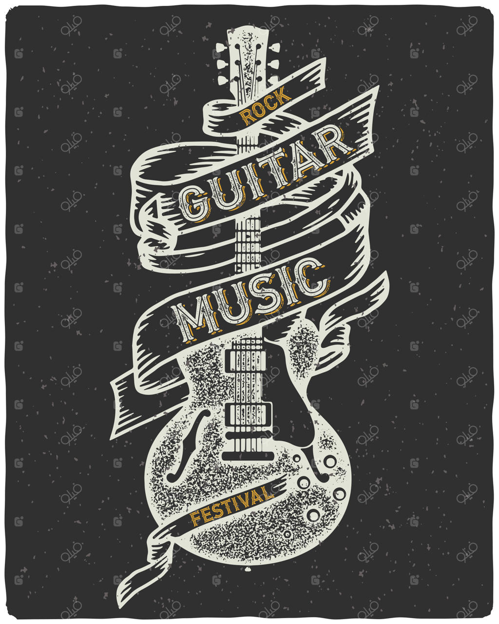 پوستر بافت‌دار با گیتار قدیمی