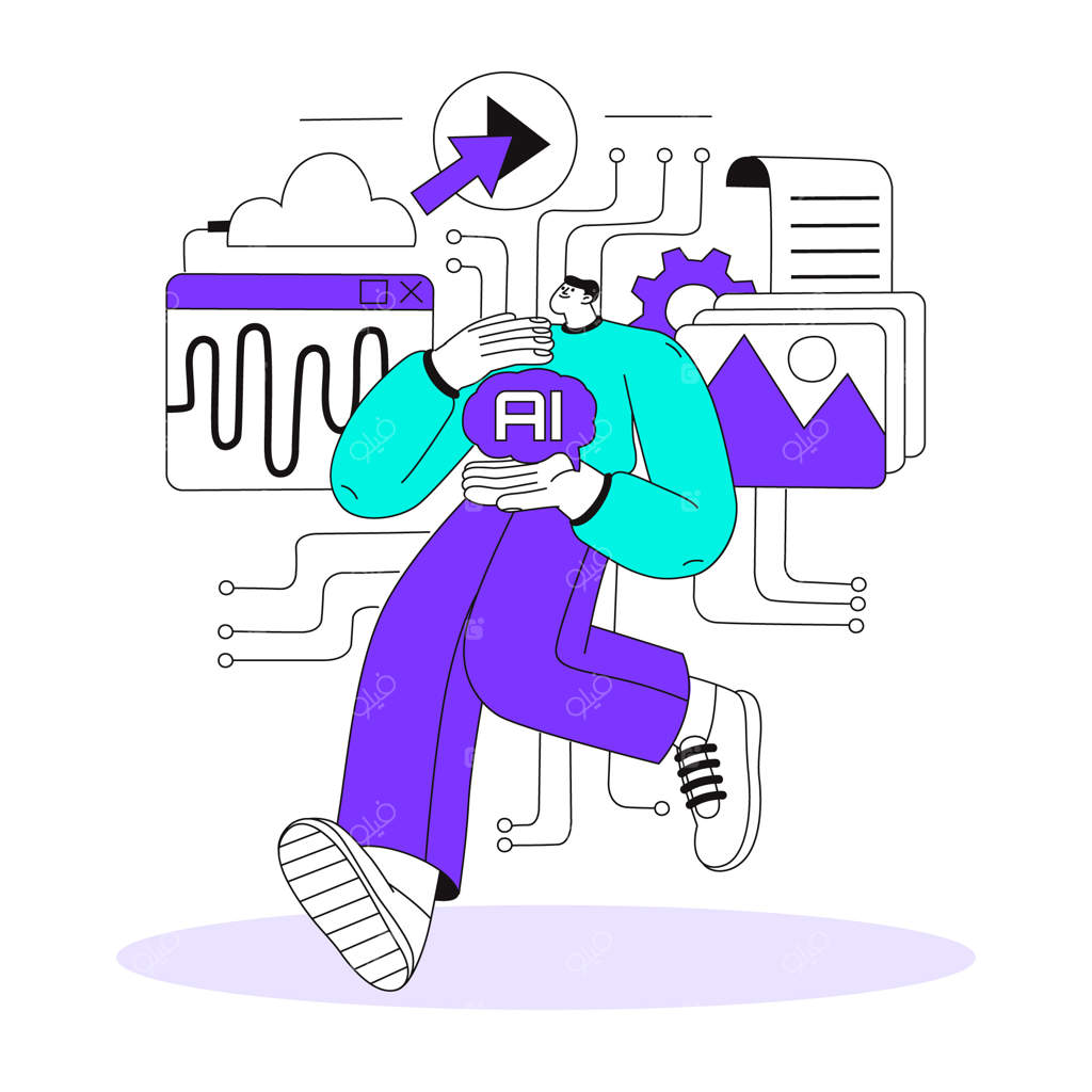 تصویرسازی افراد در حال تعامل با اپلیکیشن هوش مصنوعی