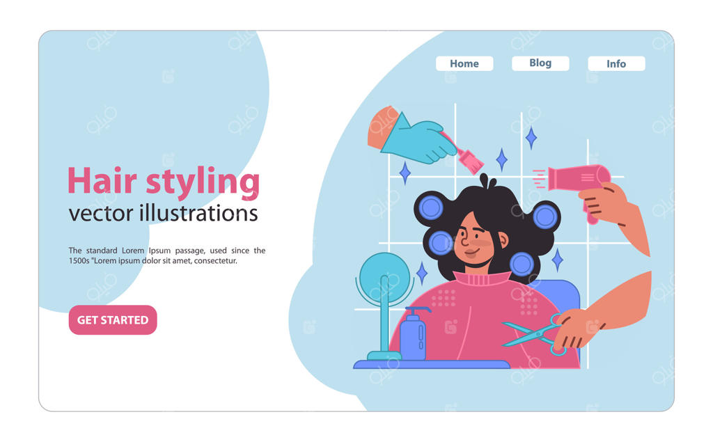 جلسه آرایش شیک مو؛ زن خندان در حال حالت دادن به موها با بیگودی
