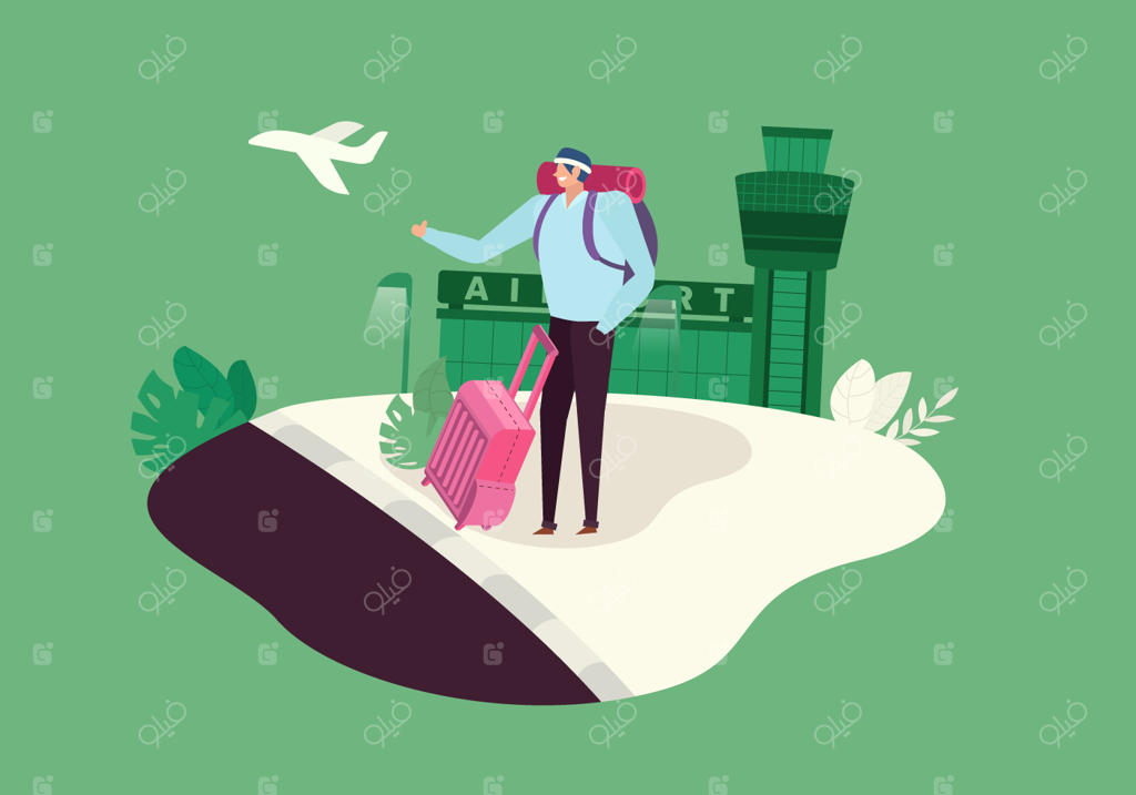 تصویرسازی وکتور مرد مسافر در فرودگاه