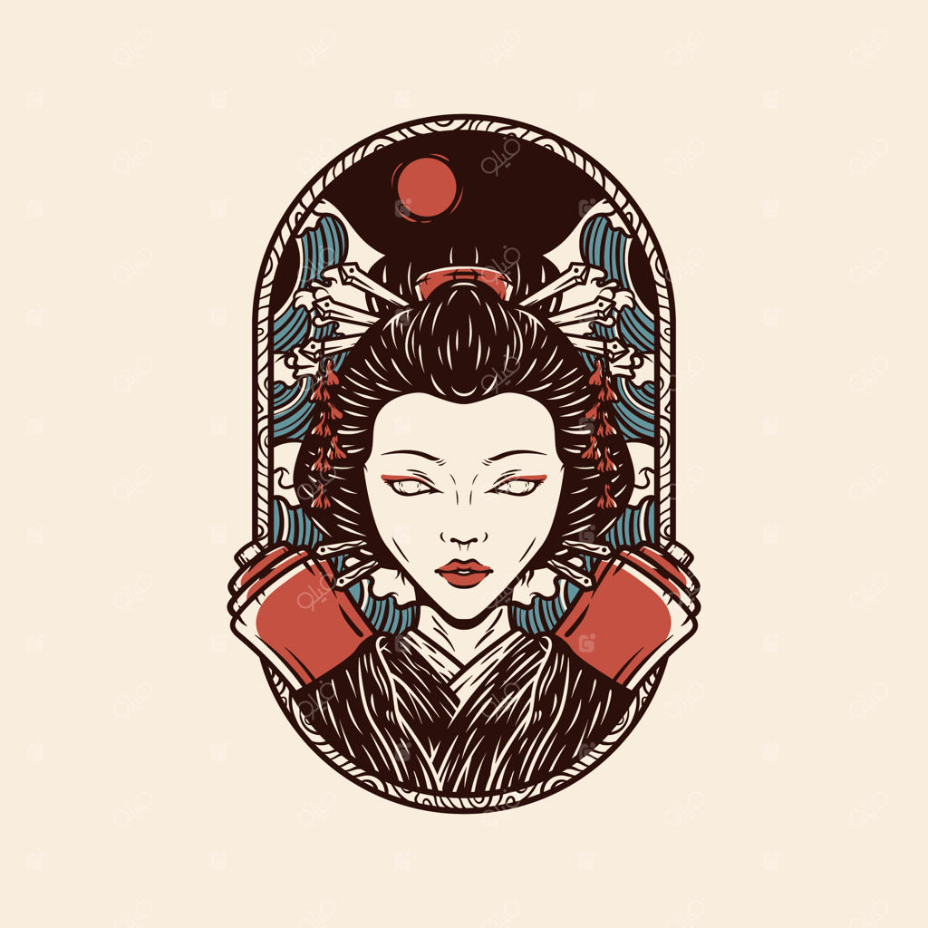 تصویر گیشای ژاپنی با سبک وینتج