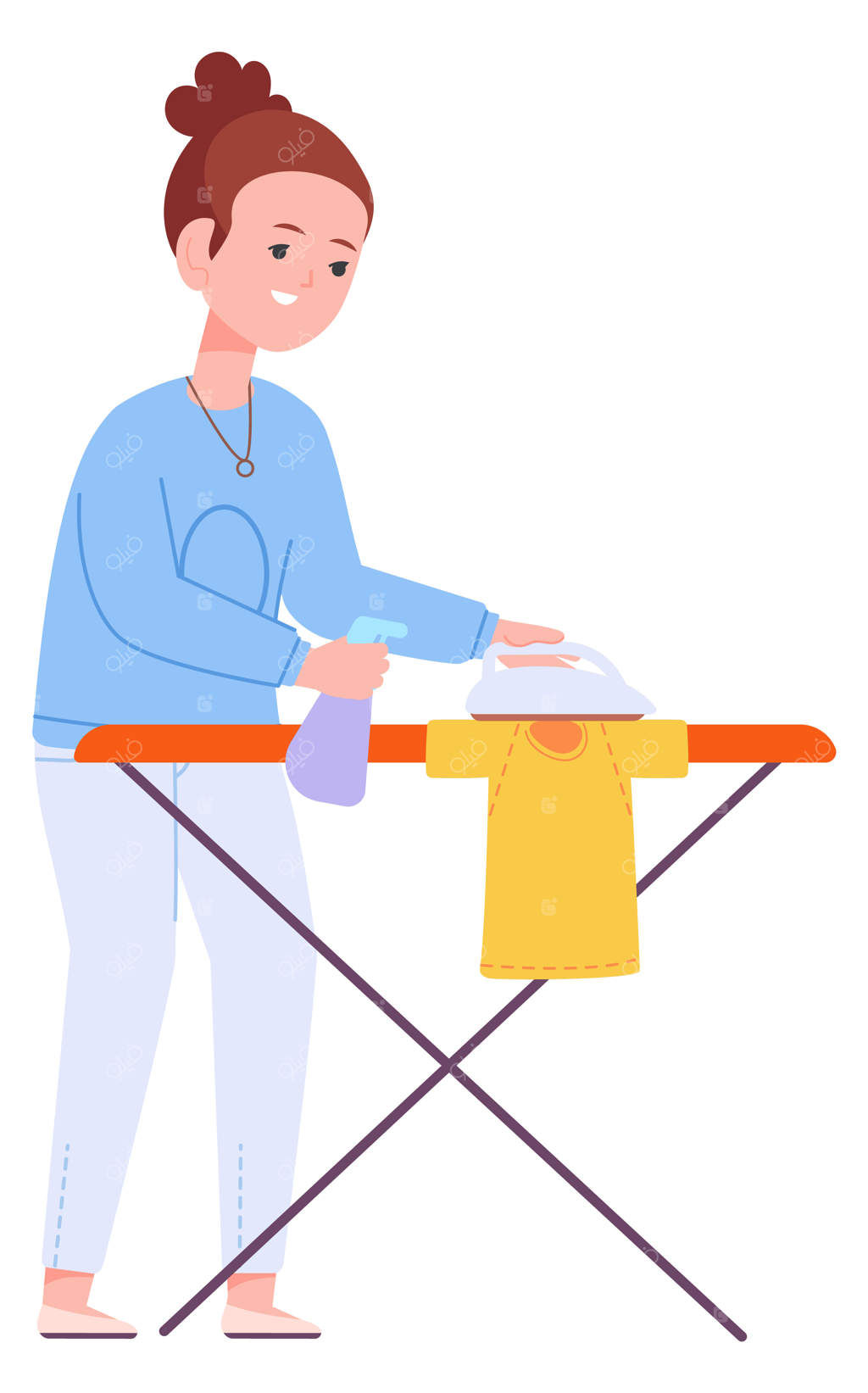 دختر در حال اتو کردن لباس‌ها کمک کودک در کارهای خانه کودک مسئولیت‌پذیر