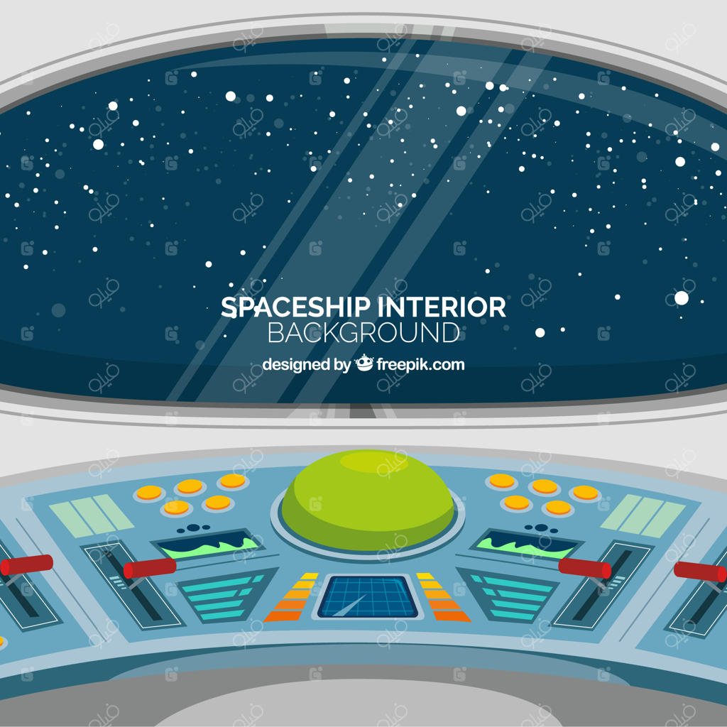 پس‌زمینه داخلی فضاپیمای مدرن با طراحی ساده و تخت