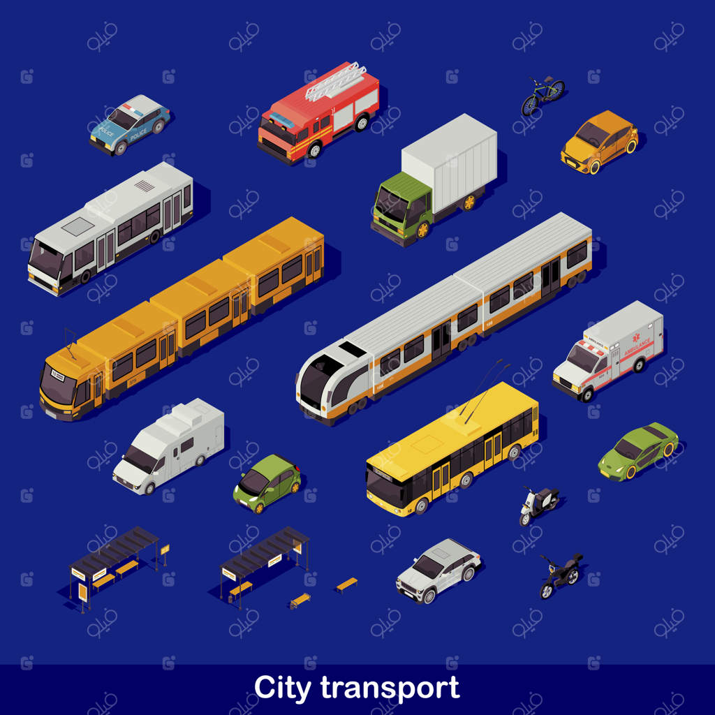 مجموعه حمل و نقل شهری ایزومتریک