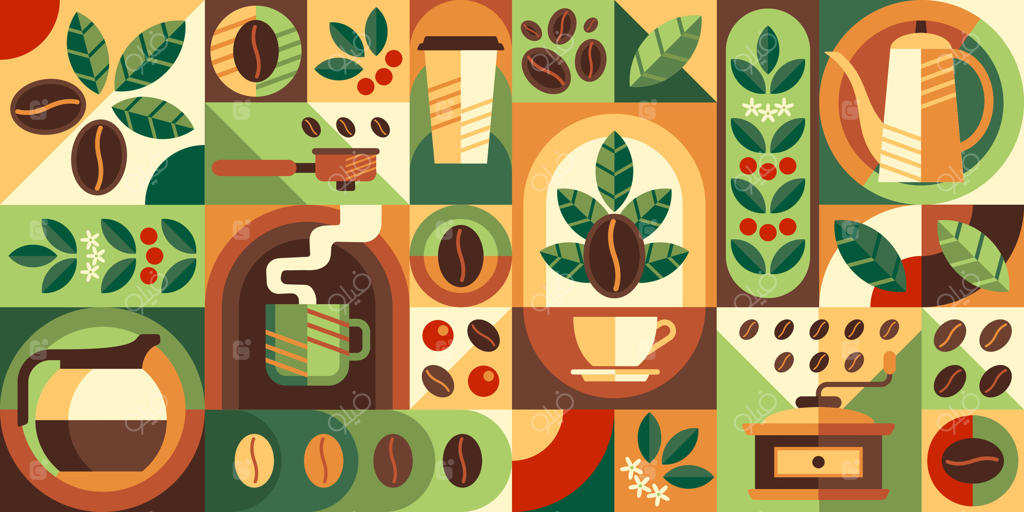 نقش هندسی نوشیدنی قهوه مدرن