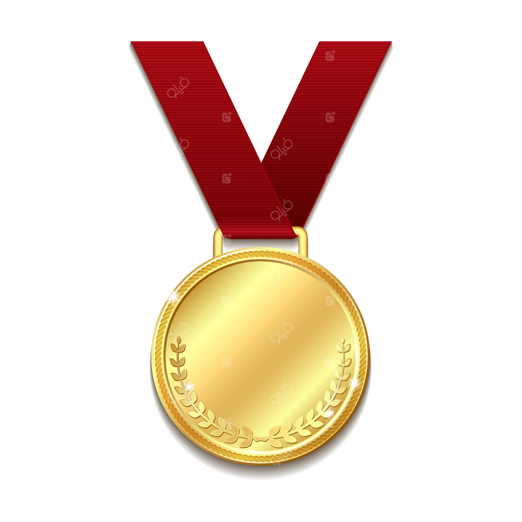 مدال طلای وکتور با روبان قرمز.