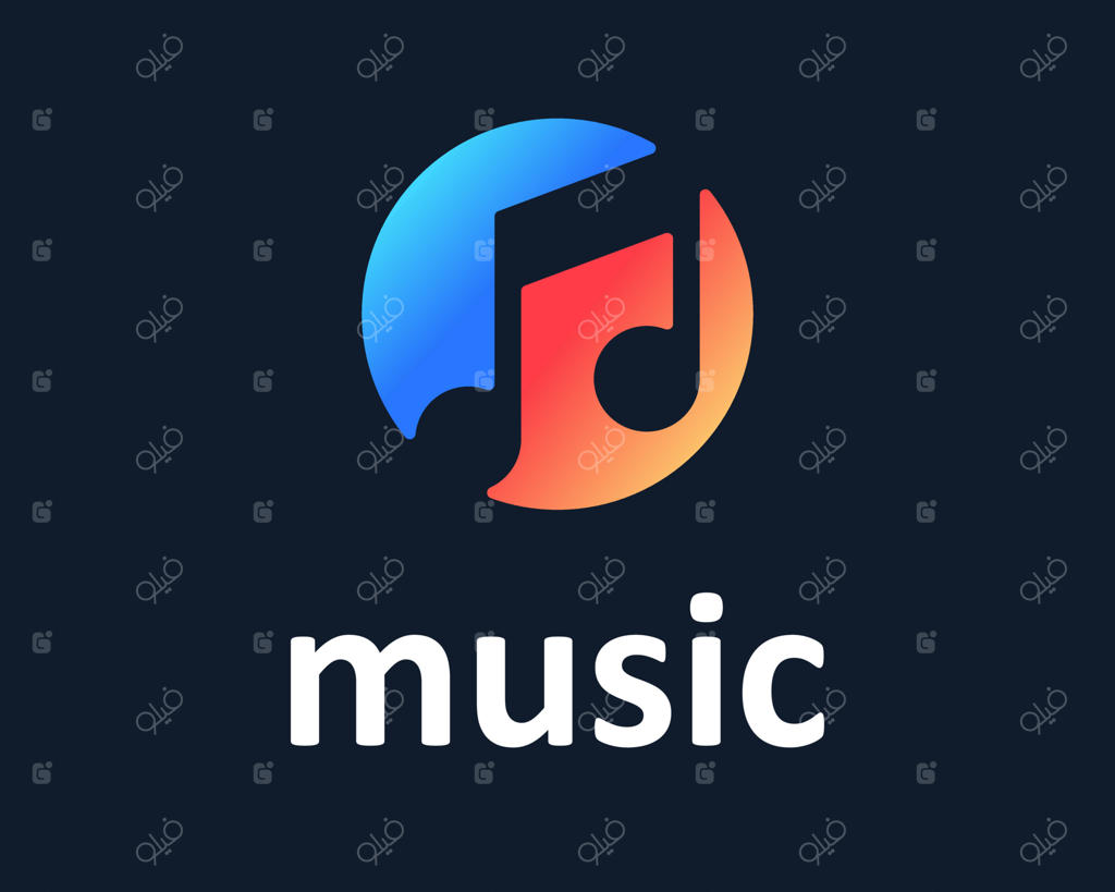 طراحی لوگوی موسیقی رنگارنگ و پرجنب‌وجوش با نت‌ها و ملودی‌ها