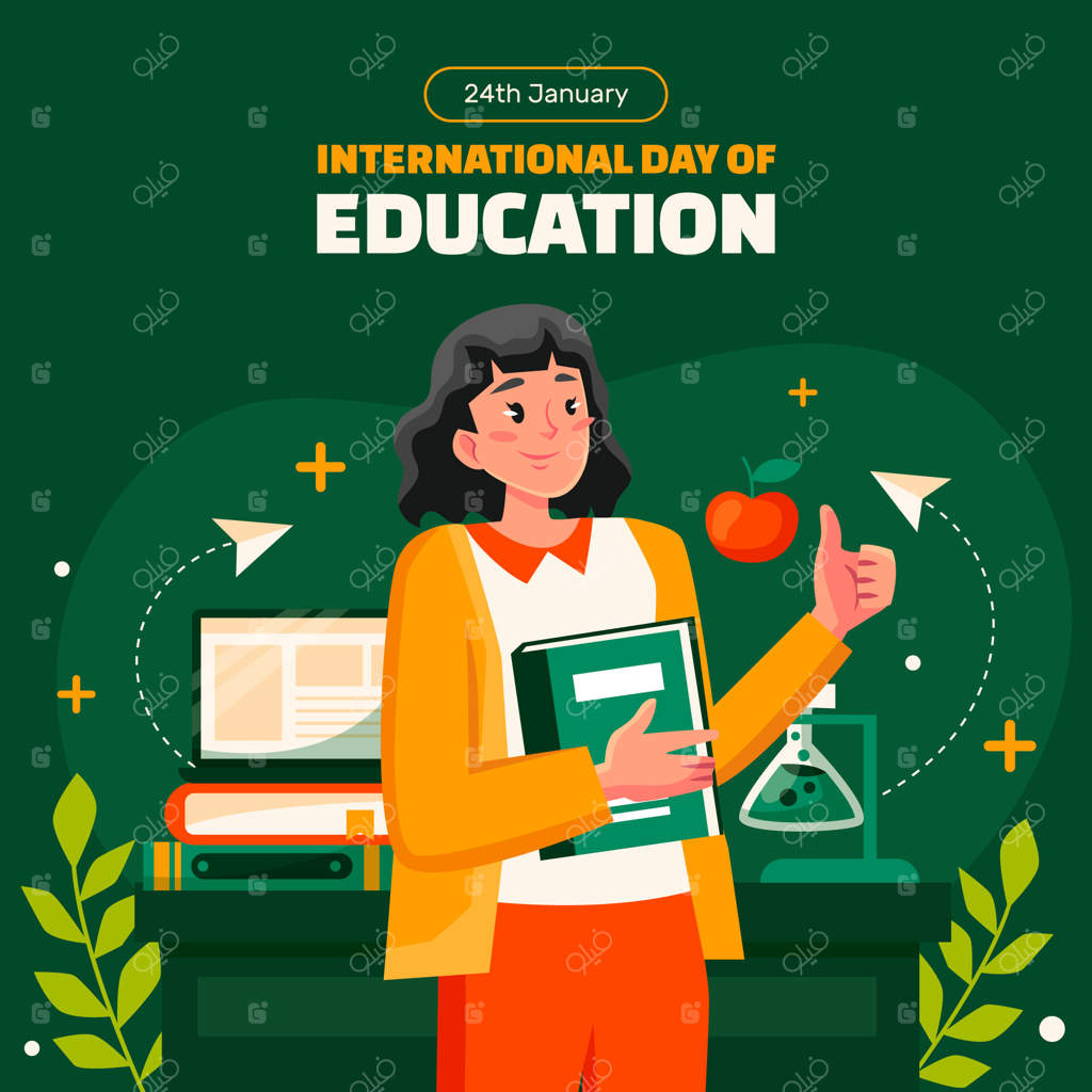 تصویرسازی تخت برای روز جهانی آموزش