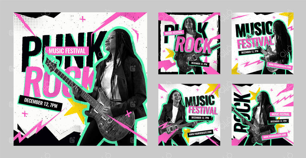 پست‌های اینستاگرامی فستیوال موسیقی با طراحی مینیمال