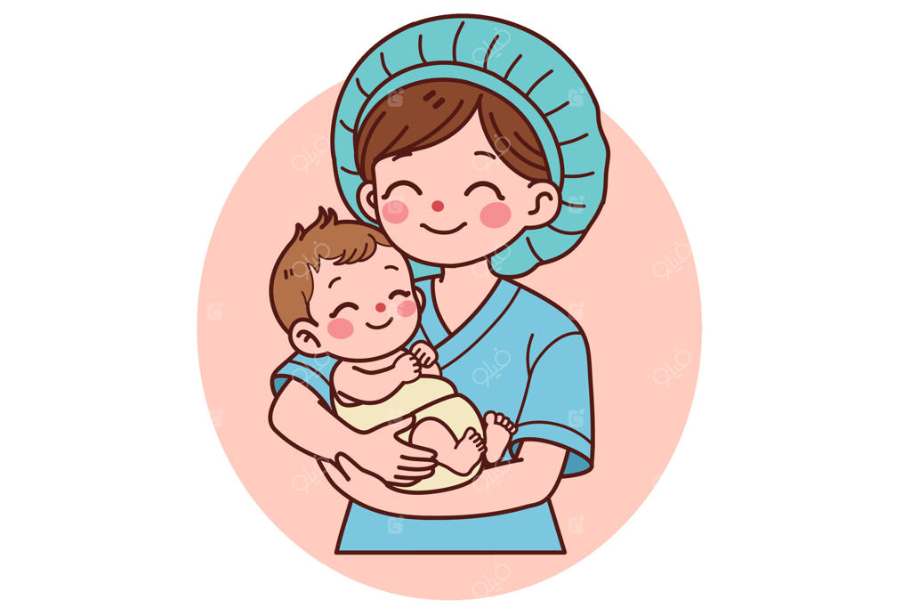 مامای خندان نوزادی را در آغوش دارد