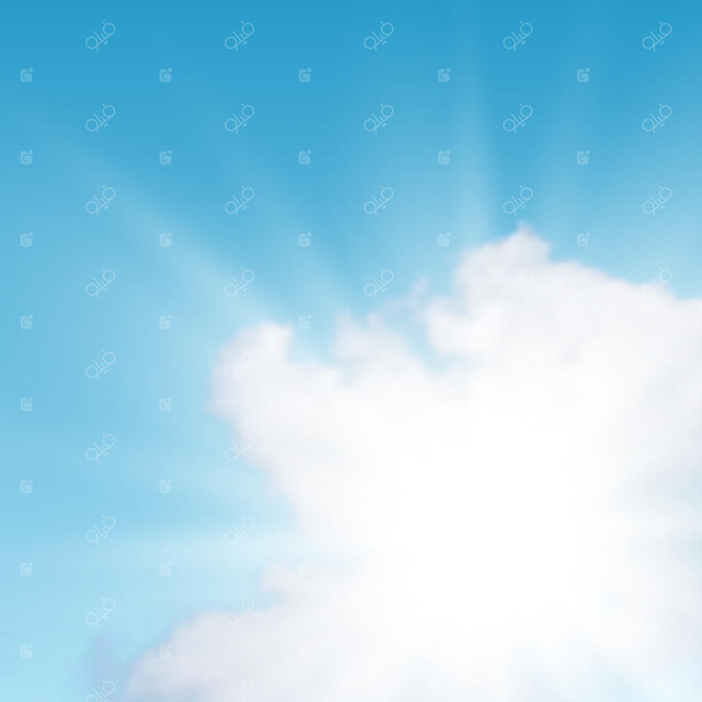 وکتور پس‌زمینه طبیعی آسمان آبی با ابرهای واقع‌گرایانه و خورشید