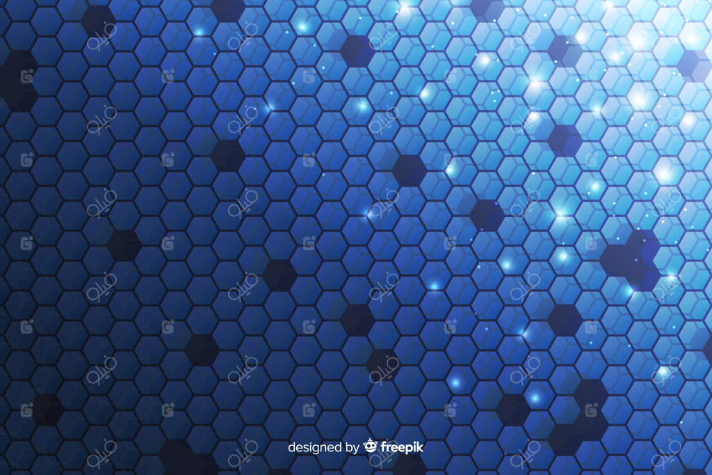 پس‌زمینه شش‌ضلعی فناوری به رنگ آبی