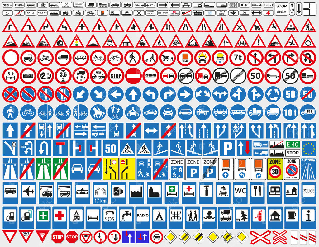 مجموعه بزرگی از علائم راهنمایی و رانندگی
