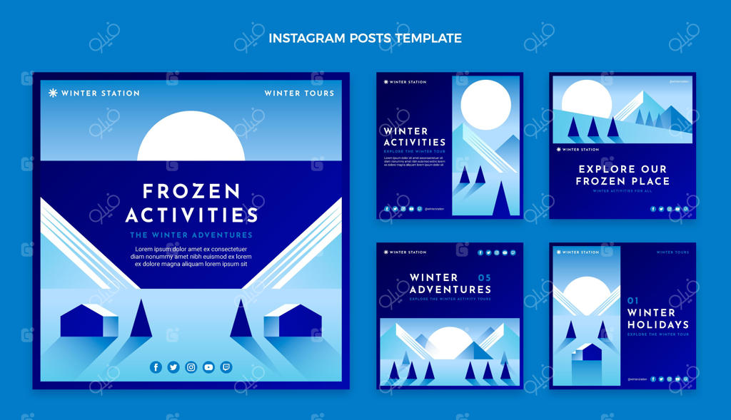 مجموعه پست‌های زمستانی با گرادیانت برای اینستاگرام