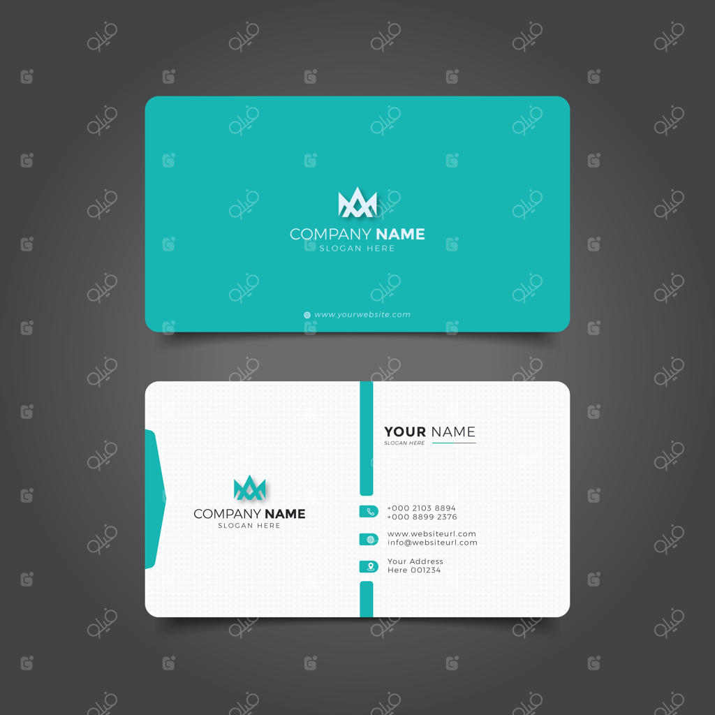 کارت ویزیت مدرن و حرفه‌ای با طراحی شیک سفید و آبی