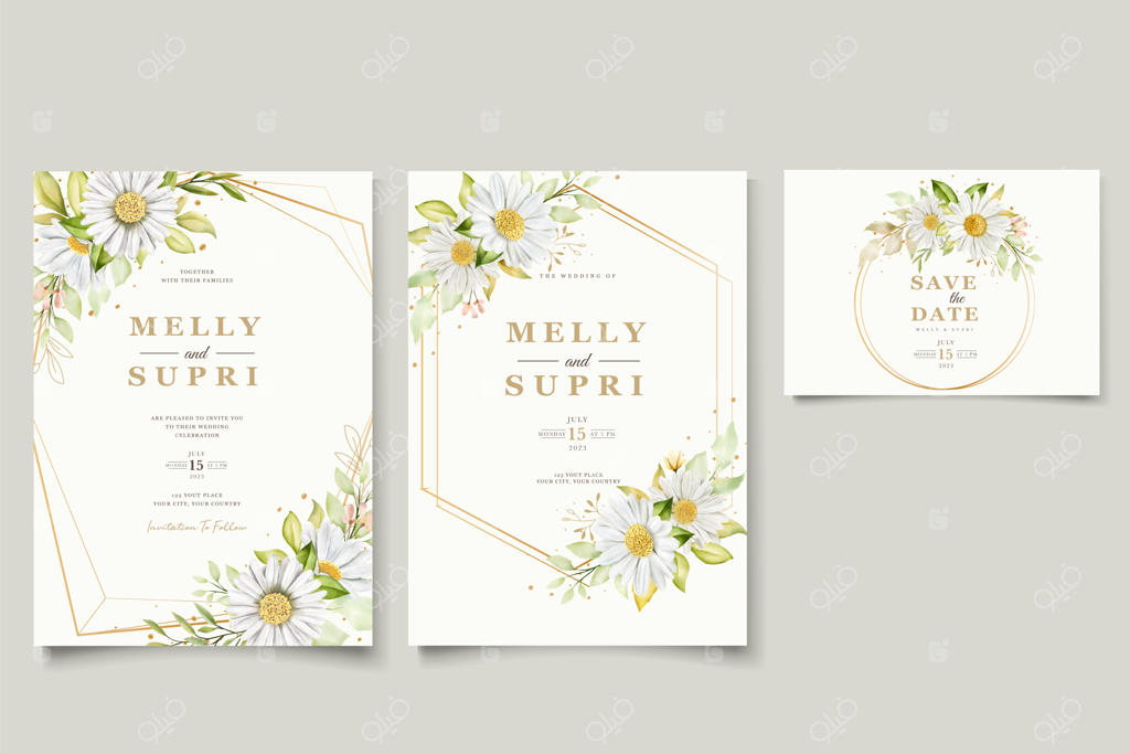 مجموعه کارت آبرنگ گل داوودی تابستانه