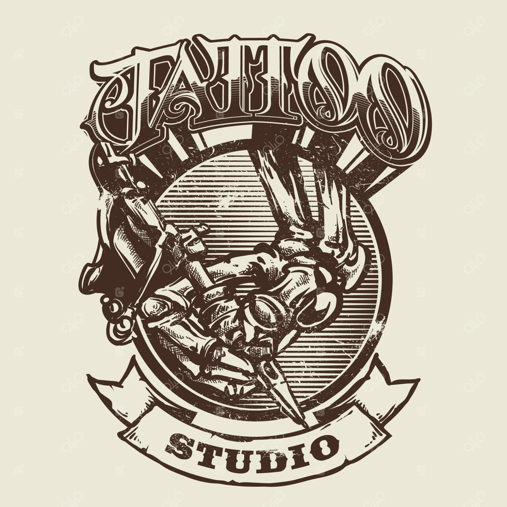 قالب‌های لوگوی استودیوی خالکوبی وکتور به سبک طراحی دستی