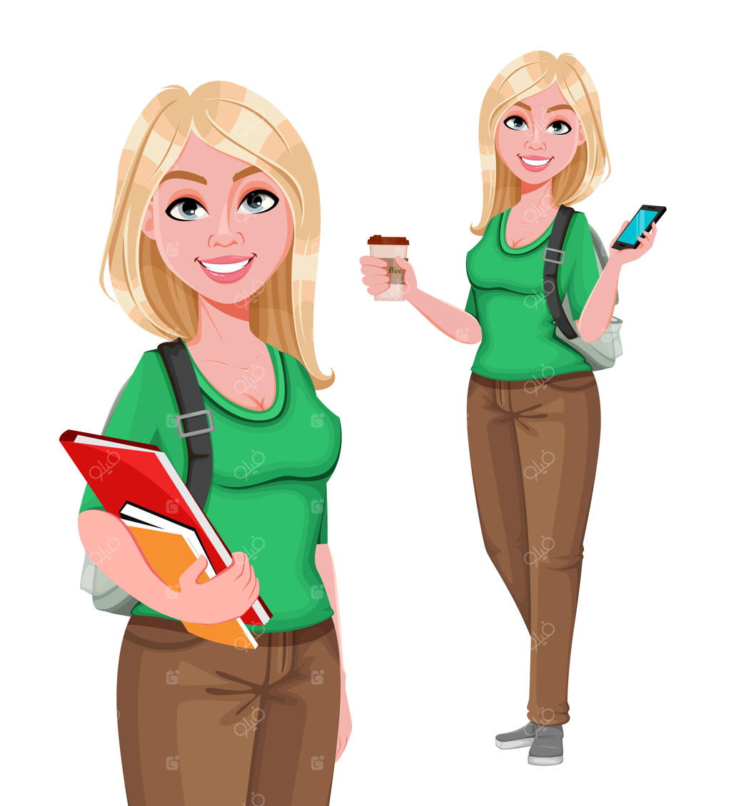 دختر دانشجوی جوان و شاد