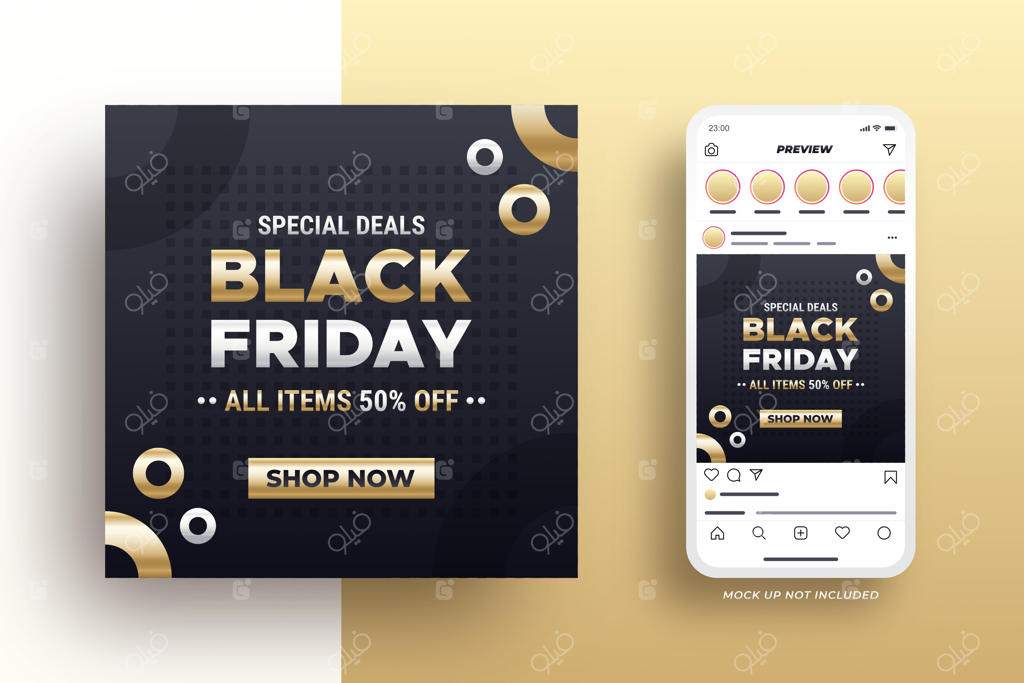 بنر شیک تخفیف جمعه سیاه برای شبکه‌های اجتماعی