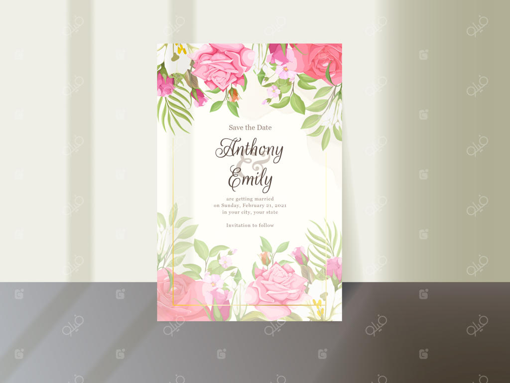 پترن کارت دعوت عروسی زیبا با طرح گل‌ها