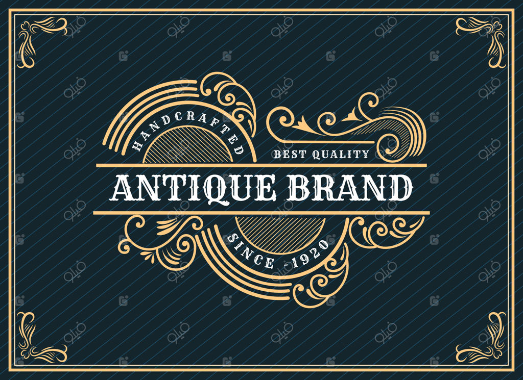 طراحی لوگوی لوکس وینتج با قاب تزئینی، با دستان هنرمند طراحی شده است.