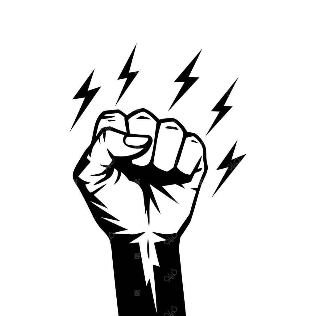 مشت گره‌کرده با رعد و برق، نماد اعتراض و لوگوی باشگاه ورزشی