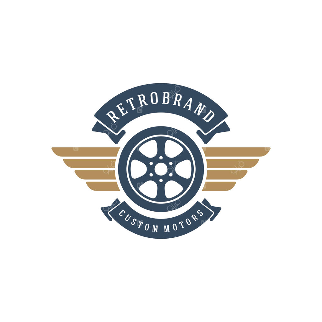 الگوی طراحی لوگوی چرخ خودرو به سبک وینتیج