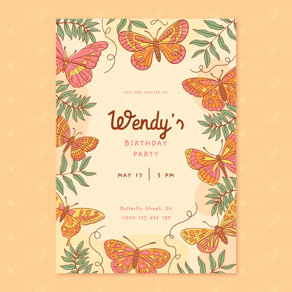 فلایر تولد طراحی شده با دست