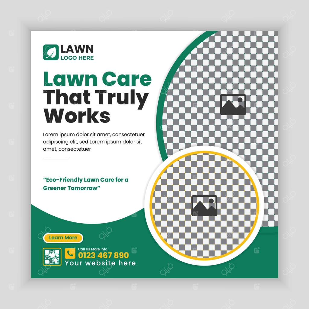 پترن طراحی پست شبکه‌های اجتماعی برای خدمات باغ و چمن‌کاری