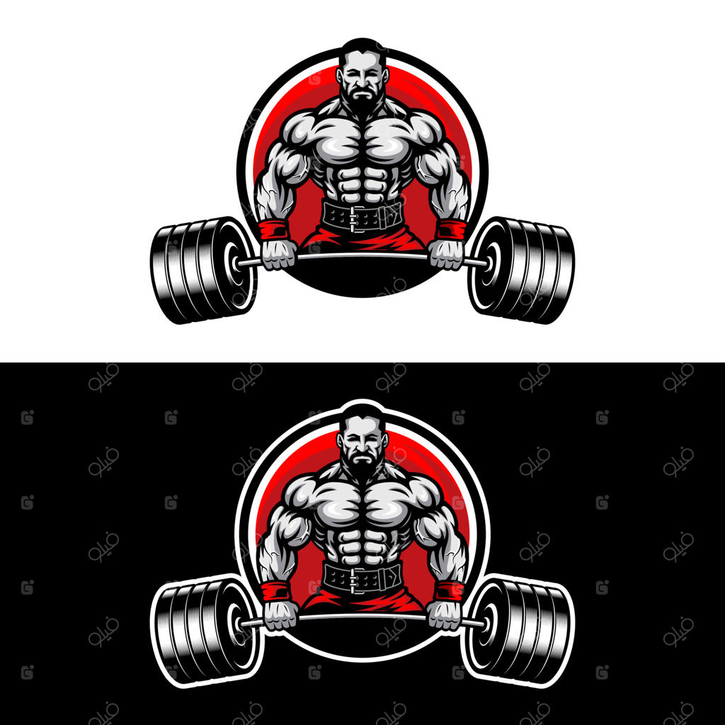 طرح لوگو بدنسازی و باشگاه ورزشی به صورت وکتور