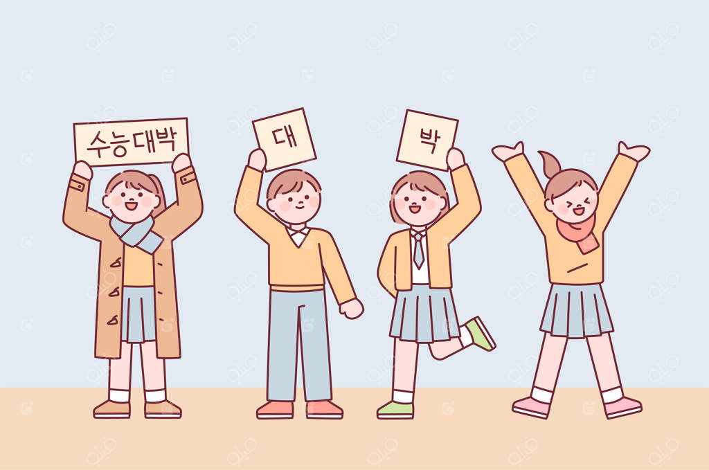 دانش‌آموزان بامزه با لباس مدرسه کارت‌های پیام در دست دارند و تشویق می‌کنند