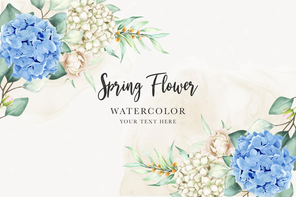 پس‌زمینه و قاب گل‌های زیبای هورتانزیا