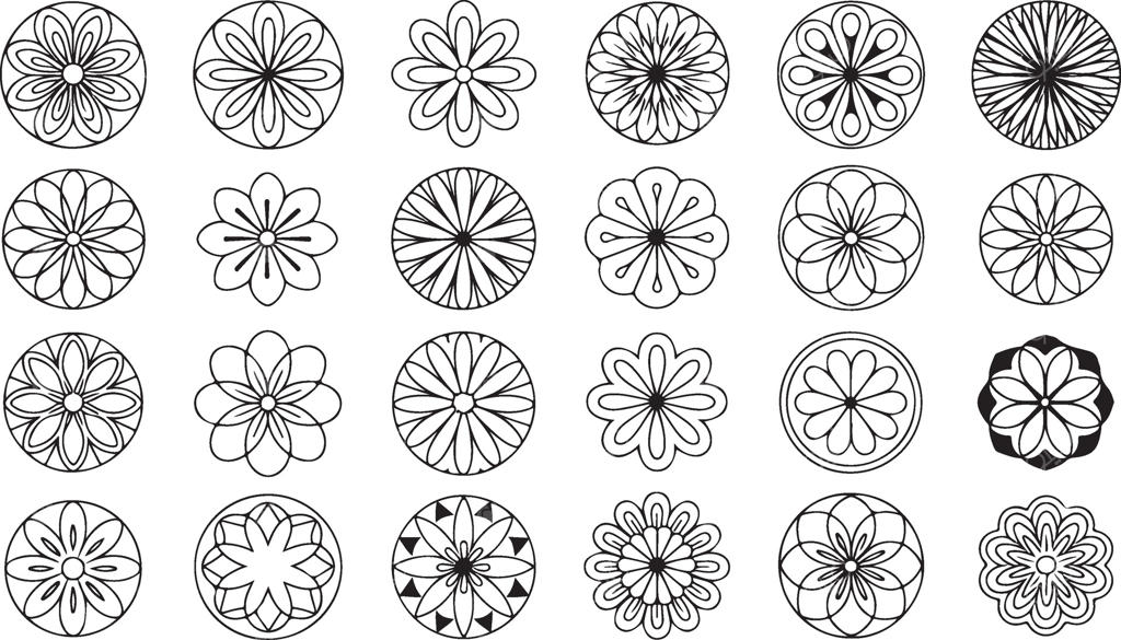 مجموعه‌ای از طرح‌های متنوع گل در اشکال مختلف - تصویرسازی