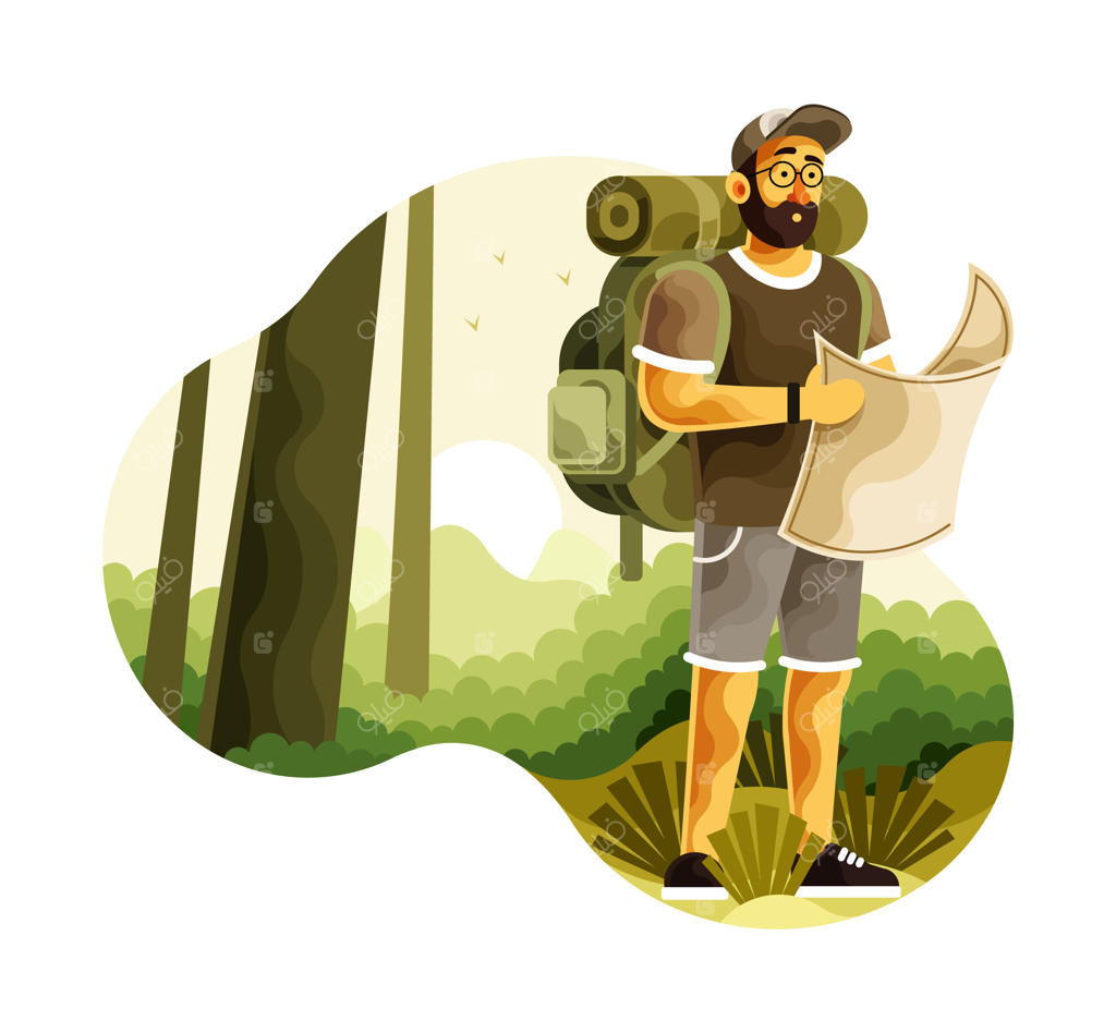 کوله‌گردی با نقشه به دنبال مسیر در طبیعت بکر