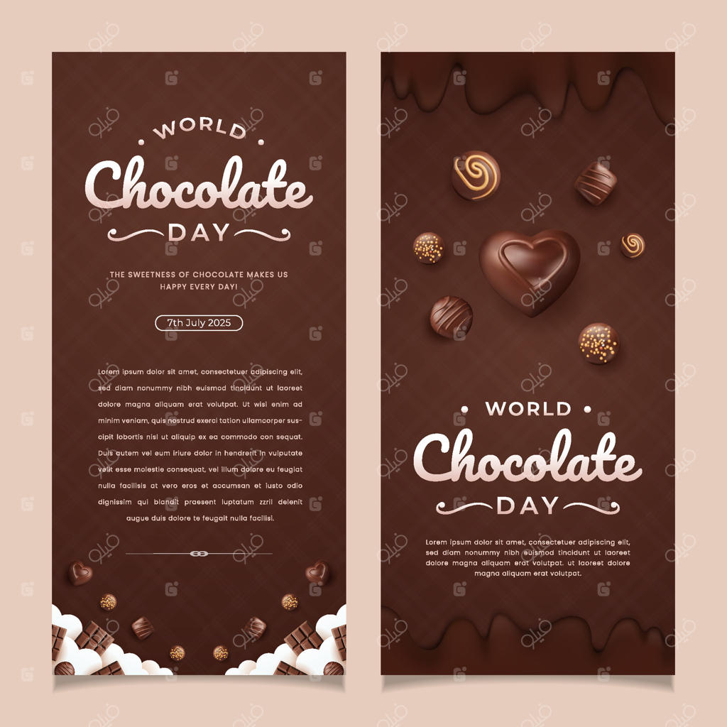 جشن روز جهانی شکلات با شیرینی‌های خوشمزه Pro Vector