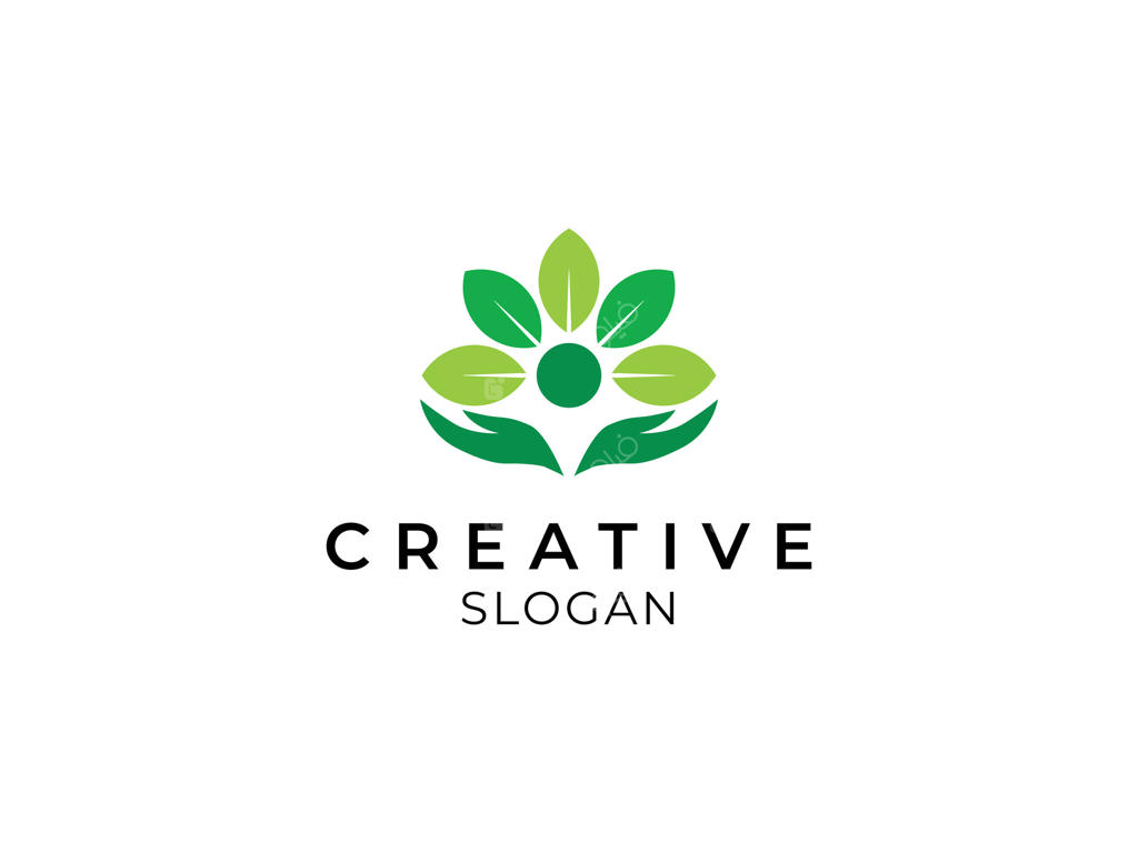 طراحی لوگوی برگ با نماد دست