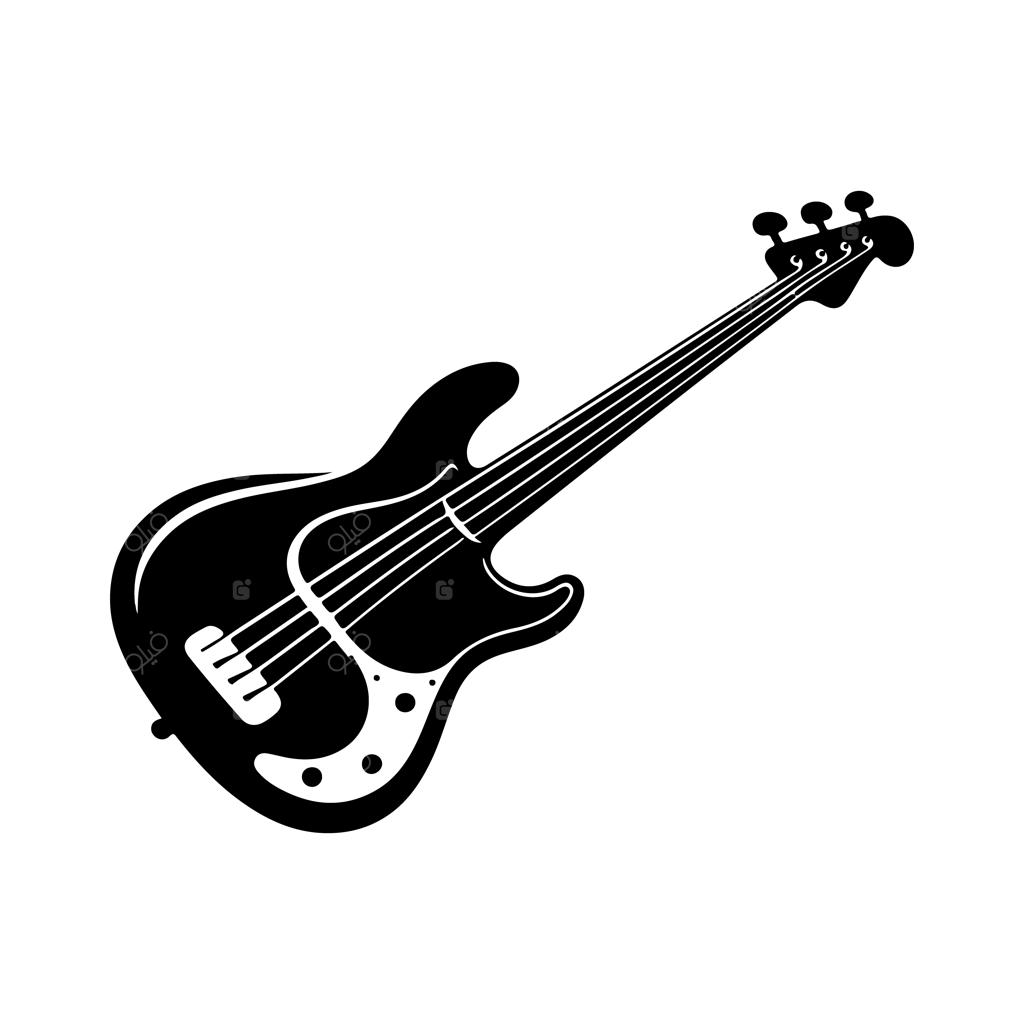 طرح وکتور سایه‌نمای گیتار باس