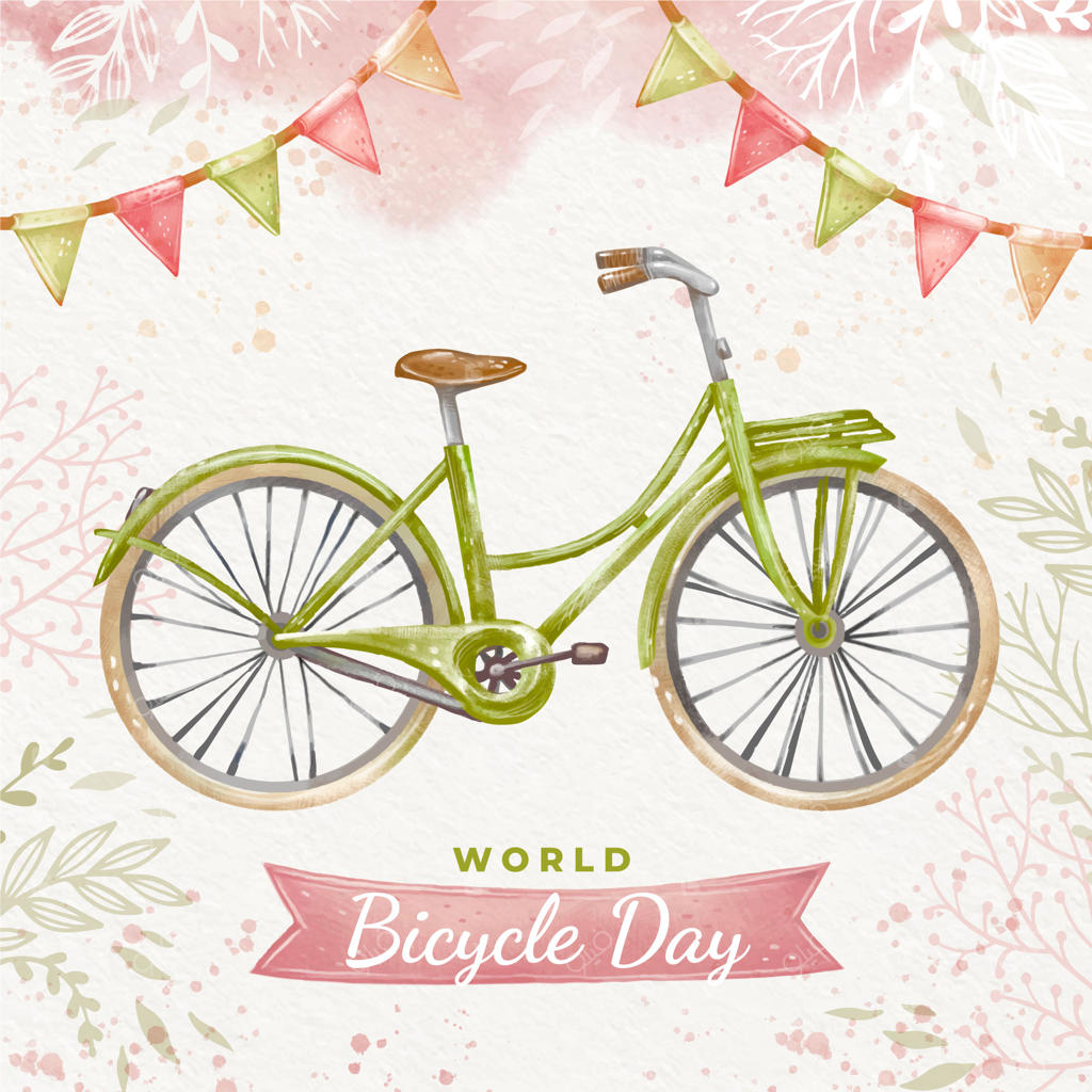 تصویرسازی روز جهانی دوچرخه با آبرنگ