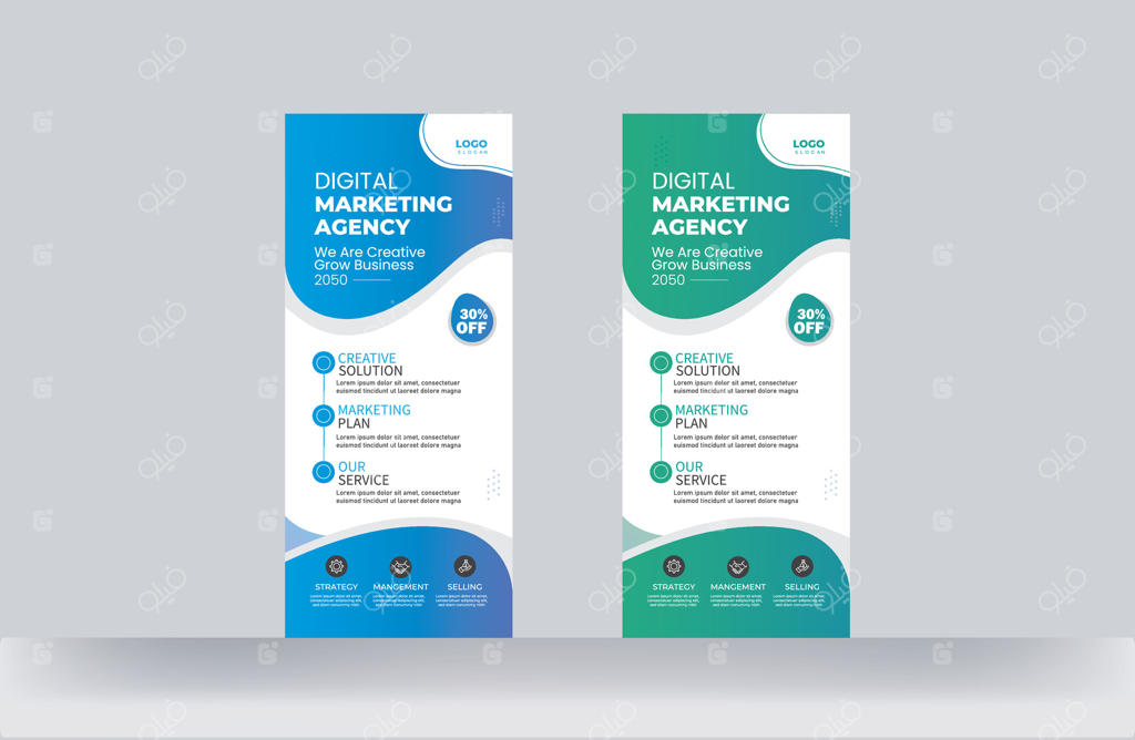 قالب طراحی بنر استند و کارت تبلیغاتی کسب و کار