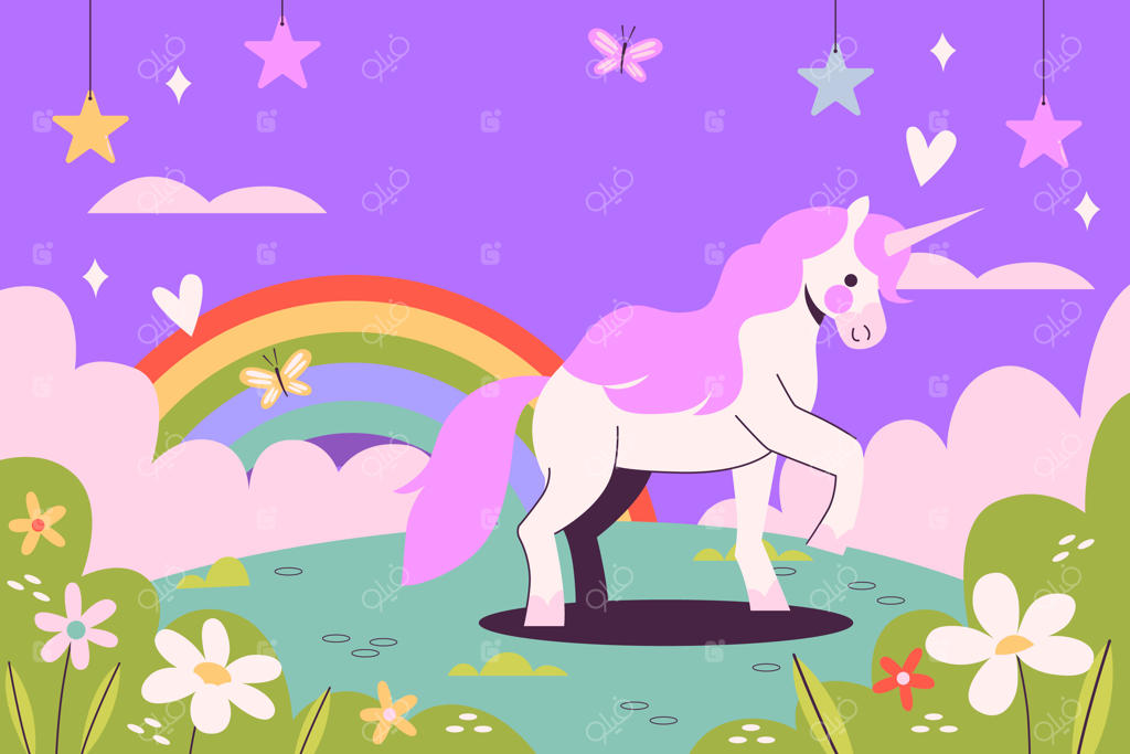 پس‌زمینه‌ تک‌شاخ بامزه