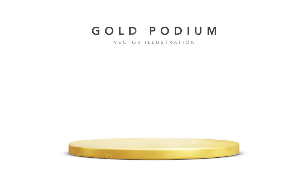 سکوی طلایی واقع‌گرایانه جدا شده بر روی زمینه سفید