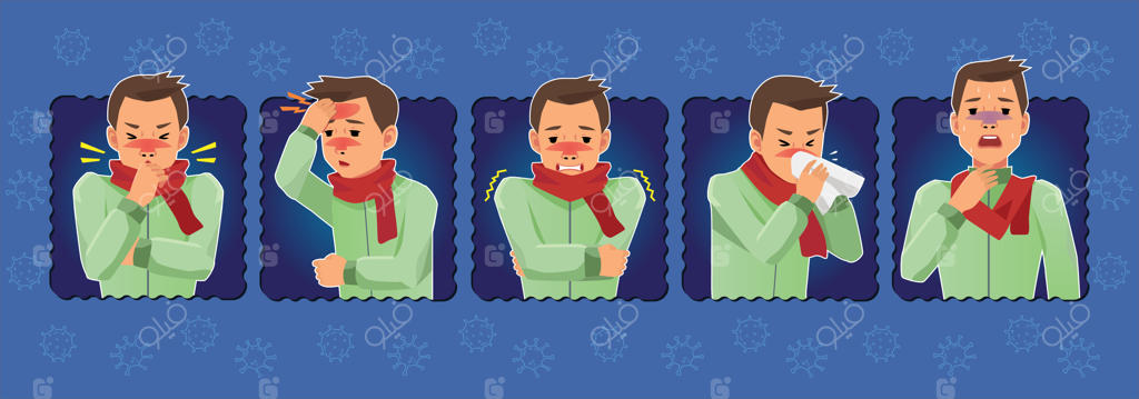 تصویر مجموعه انسان بیمار با طرح ویروس