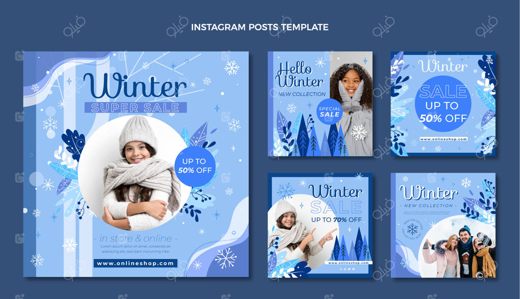 مجموعه پست‌های زمستانی ساده برای اینستاگرام