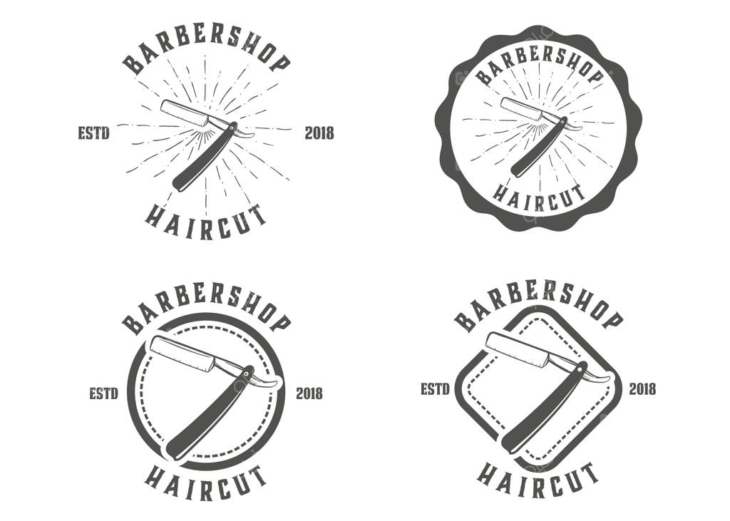 لوگوی دایره‌ای قدیمی آرایشگاه مردانه