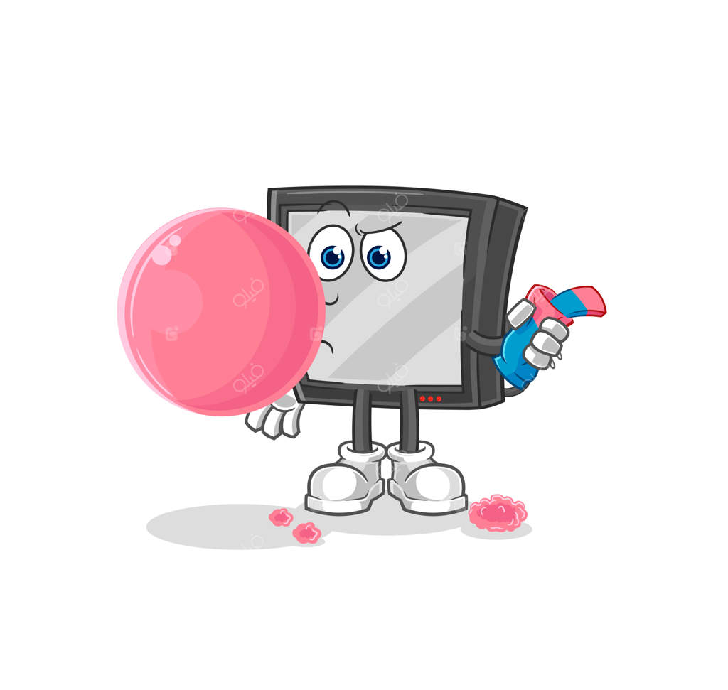 شخصیت کارتونی آدامس جویدن تلویزیون به سبک وکتور