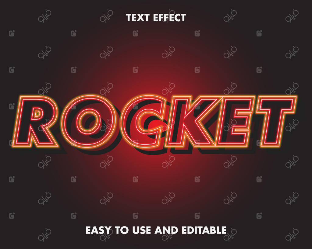 افکت متن نئون به سبک مدرن راکت.